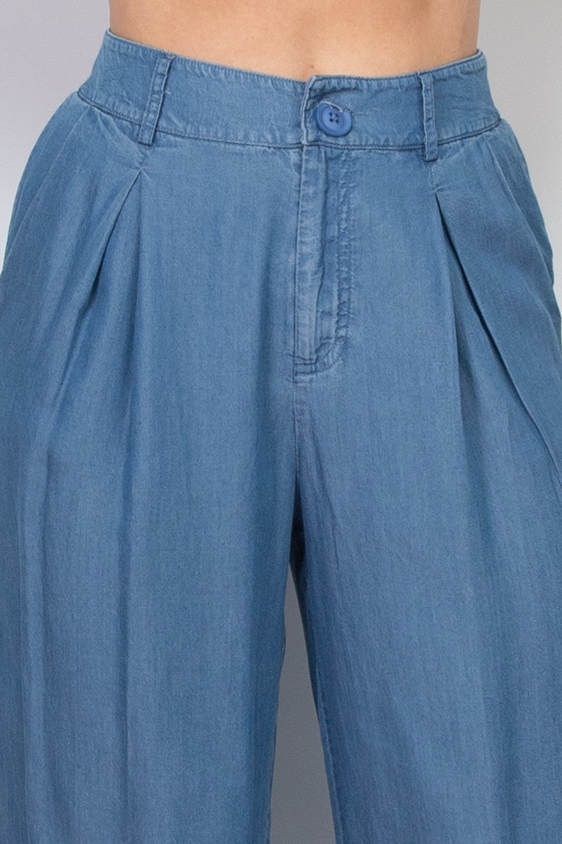 Pintuck Denim Pants