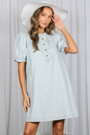 DAISY- Ruffled Button Placket Accent Dress