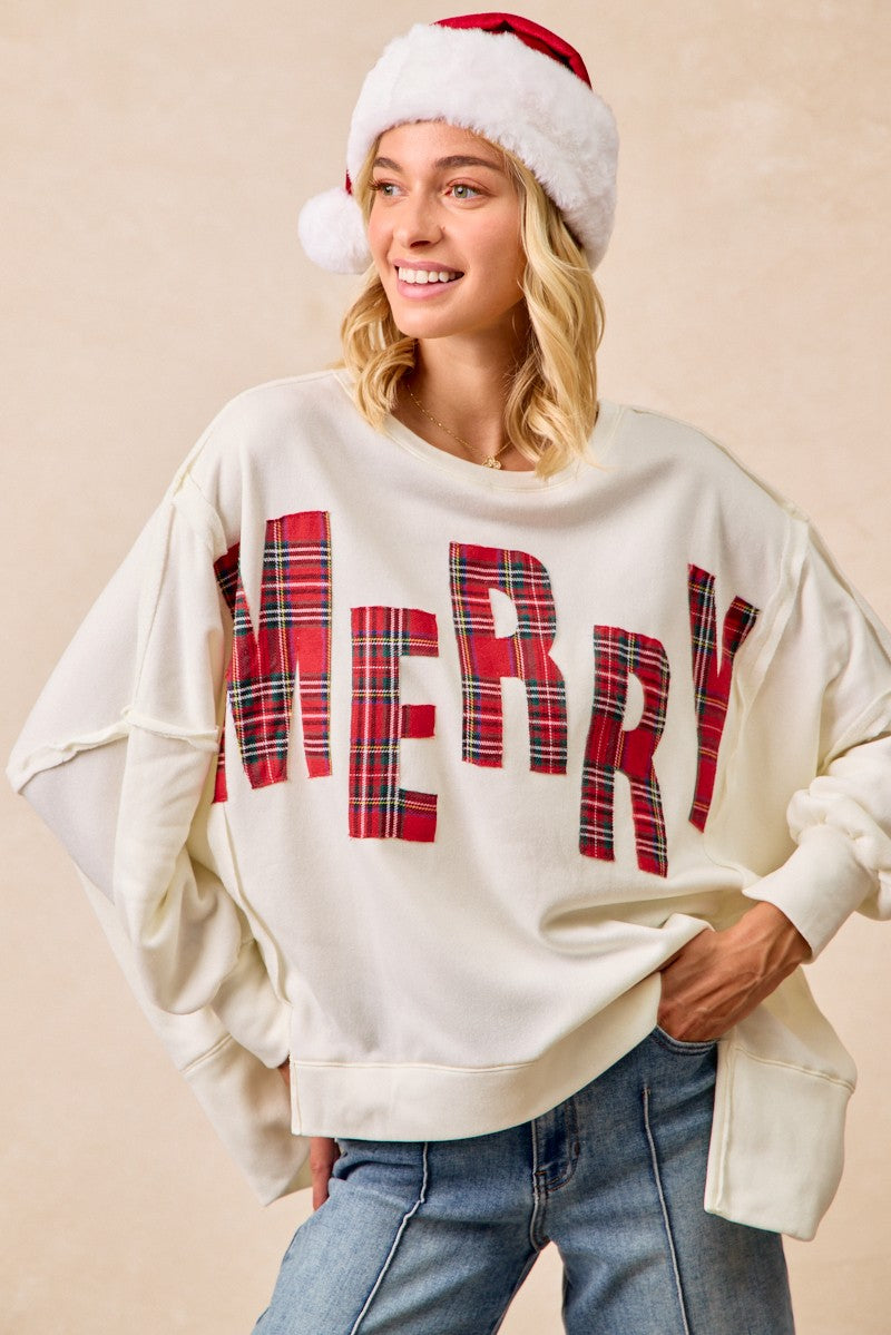 Christmas Plaid Oversized Sweatshirt