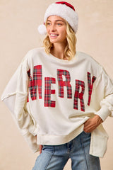 Christmas Plaid Oversized Sweatshirt