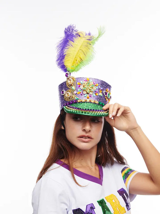 Mardi Gras Captain Hat with Feather 01