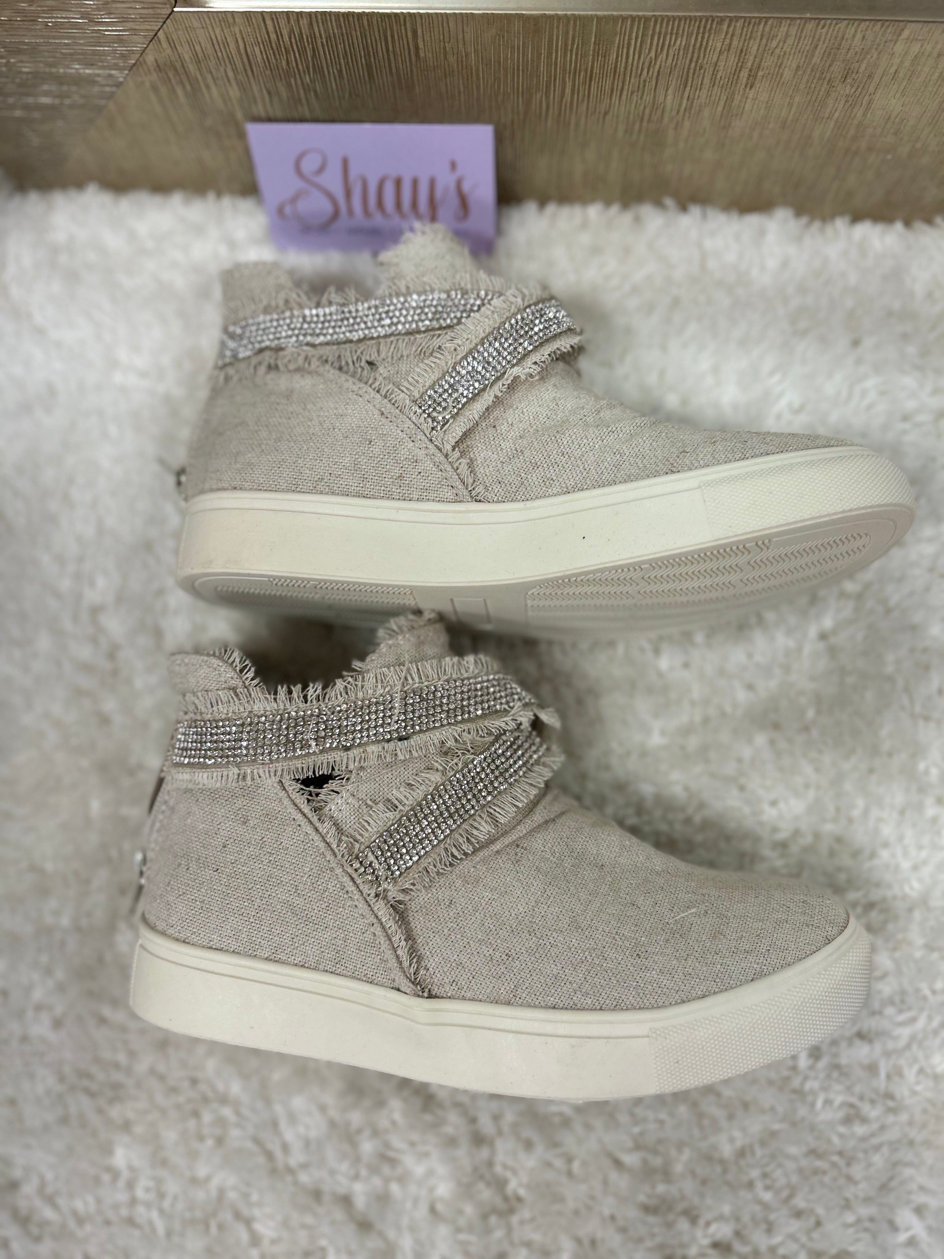 Very G Flora- Natural Distressed Rhinestone High Top- FINAL SALE