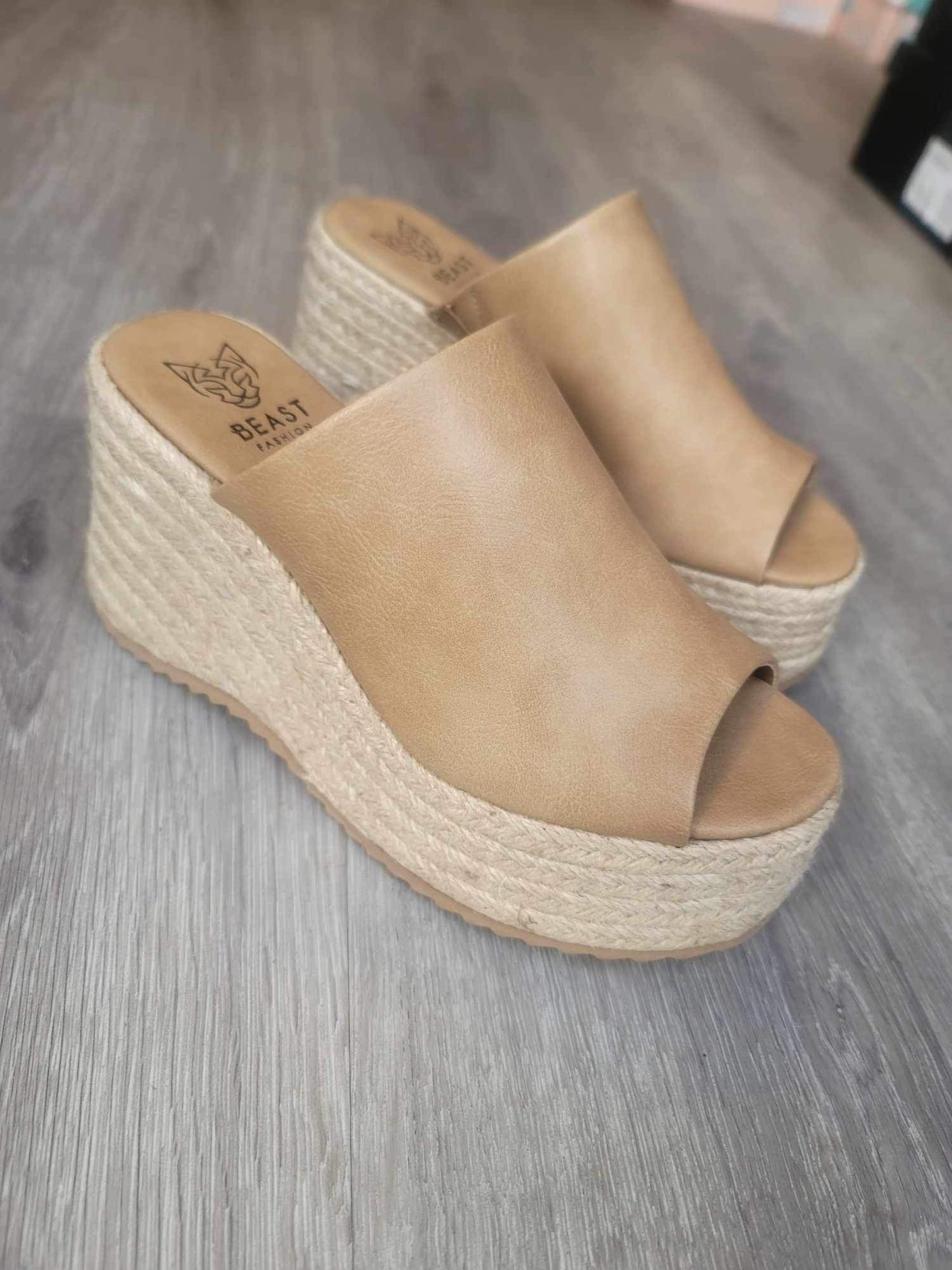 Stacey Platform Wedge Sandal - Taupe