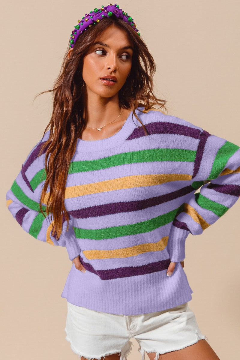 ALLA- Striped Round Neck Sweater