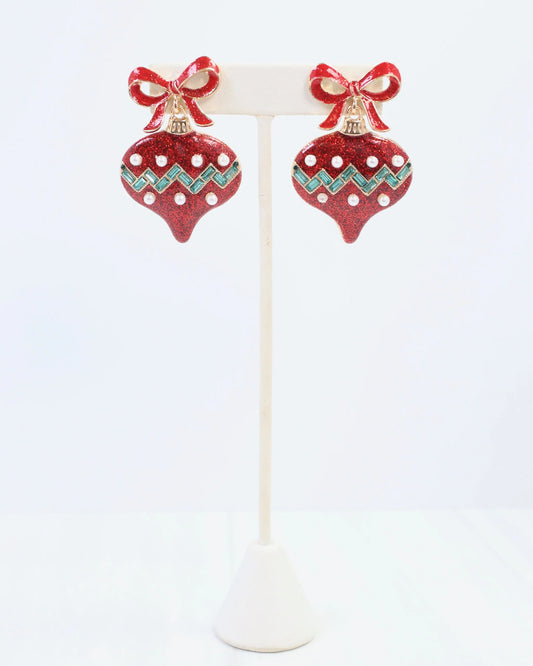 Bridger Bow and Ornament Earring Red