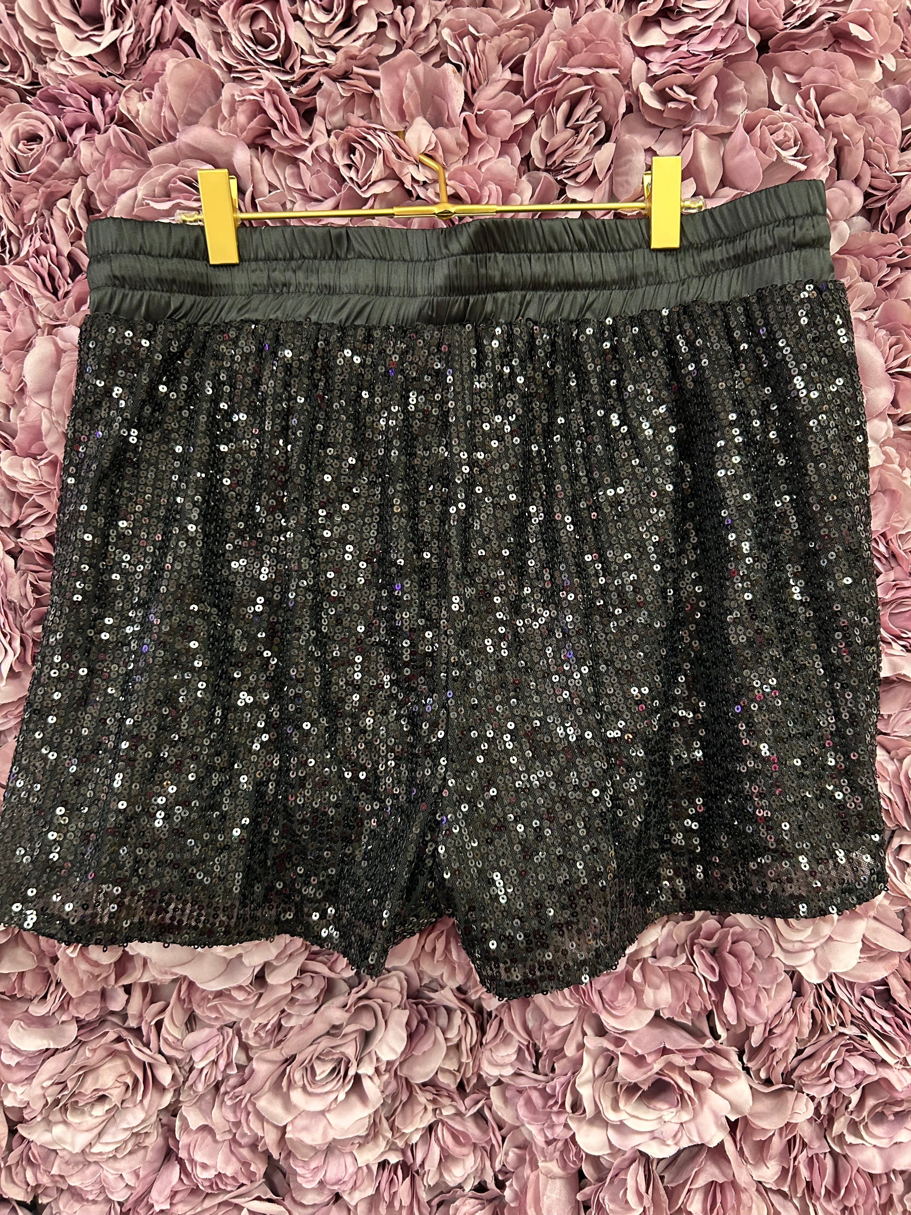 High Waisted Sequin Knit Shorts
