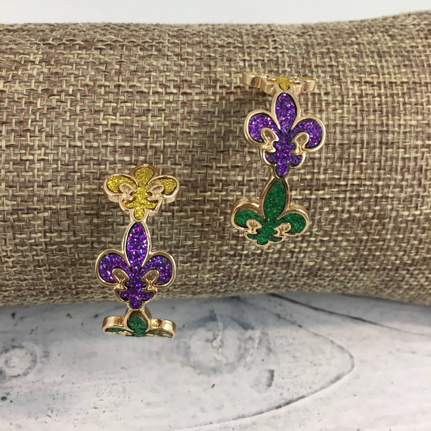 Mardi Gras FDL hoop earrings