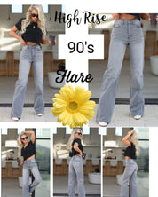 Alessia Ultra High Rise 90’s Flare Jeans - LIGHT GRAY