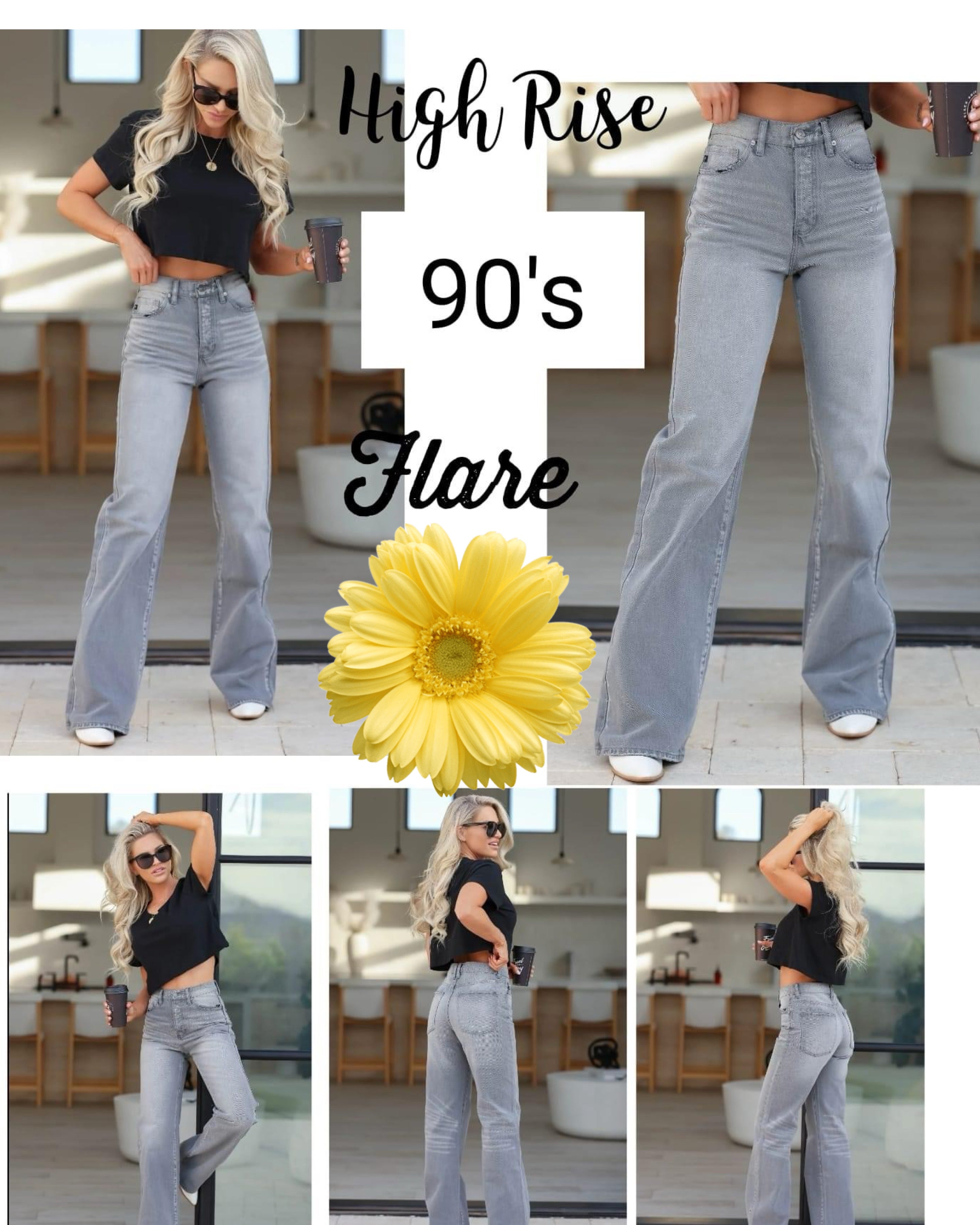 Alessia Ultra High Rise 90’s Flare Jeans - LIGHT GRAY