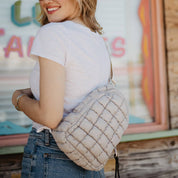 Sand Quilted Sling Crossbody Bag