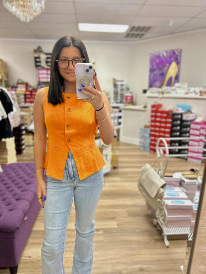 Slim Fit Color Denim Vest