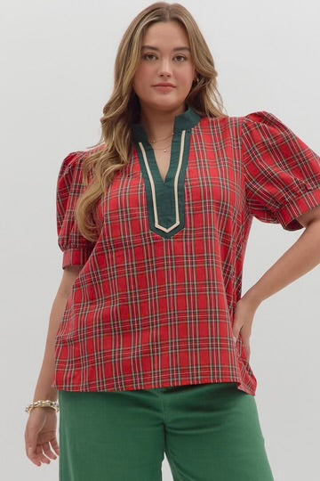 Deep Country Plaid Top