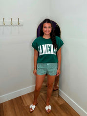Green & White Gameday Short Sleeve Top