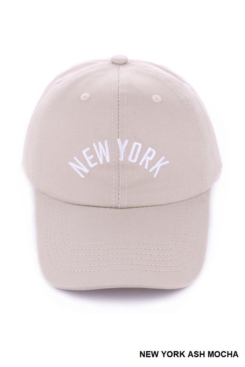 Embroidered City Cap - Ash Mocha New York