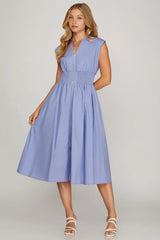 Lilly- Smocked Waist Midi Dress