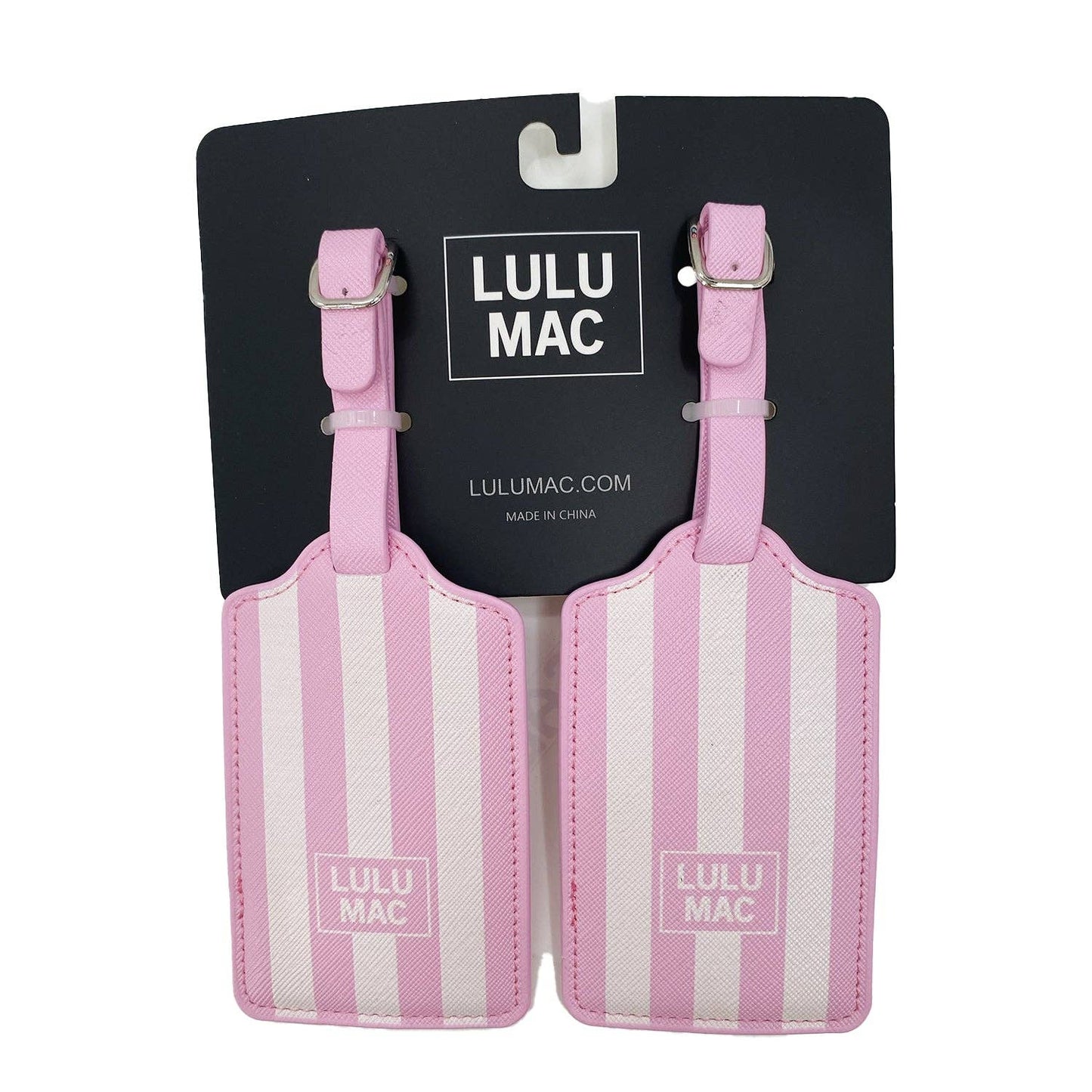LULU MAC PINK/WHITE STRIPE LUGGAGE TAG