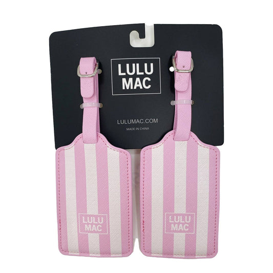 LULU MAC PINK/WHITE STRIPE LUGGAGE TAG