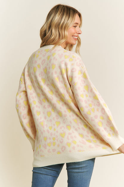 Leopard Hearts Long Sleeve Sweater