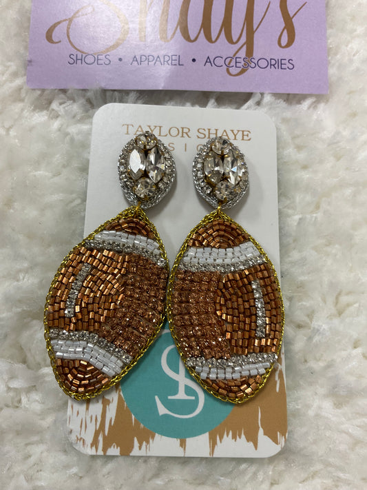 Taylor Shaye Rhinestone Football Earrings