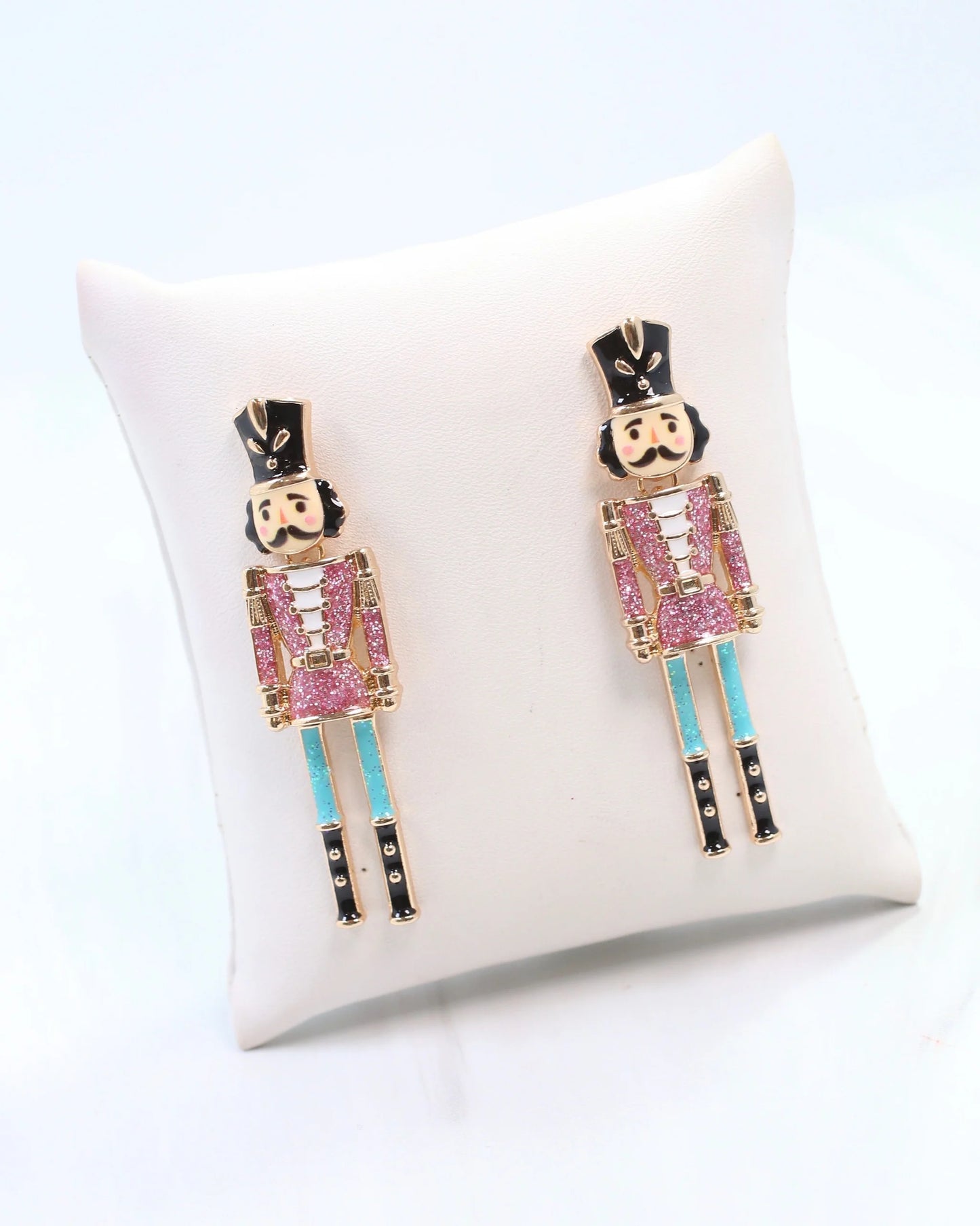 Naughty or Nice Nutcracker Earring Pink