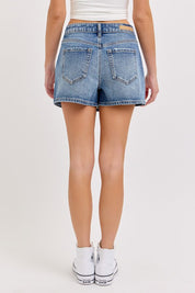 Mid Waisted Cross Over Denim Skort