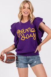 Ruffle Sleeve Game Day Sweater Top