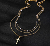 Cross Pendant Layered Necklaces