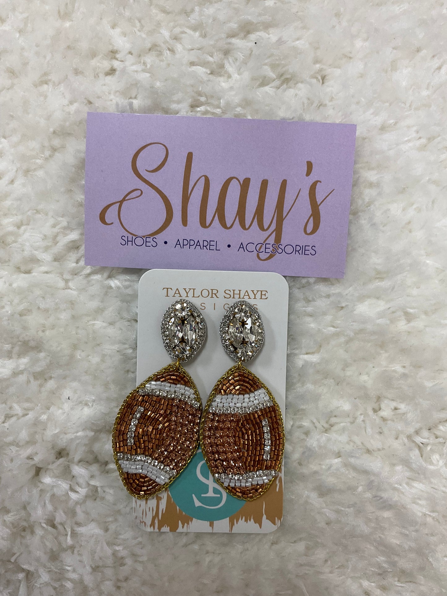 Taylor Shaye Rhinestone Football Earrings