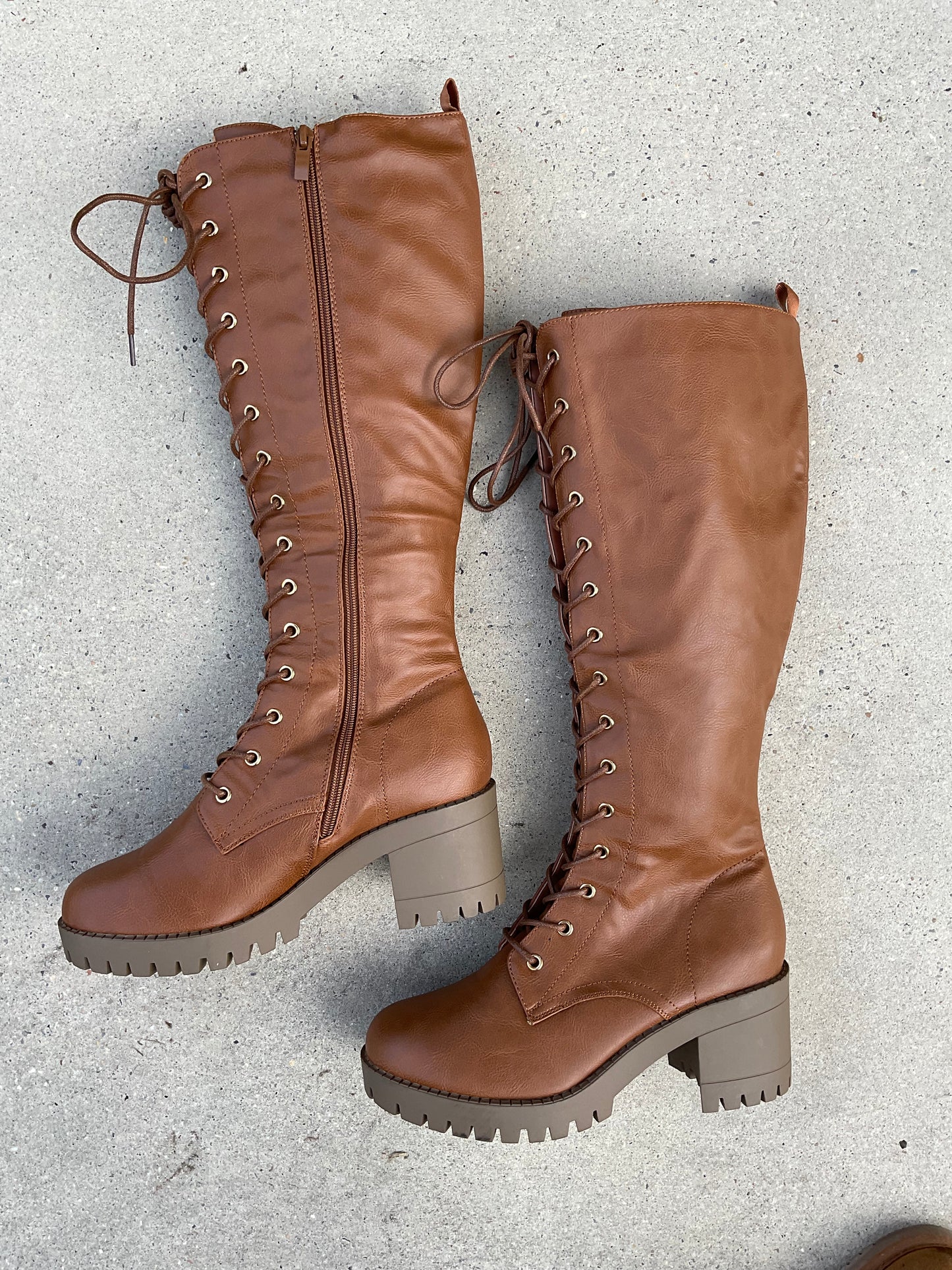 Jersey Knee High Lace Up Boot