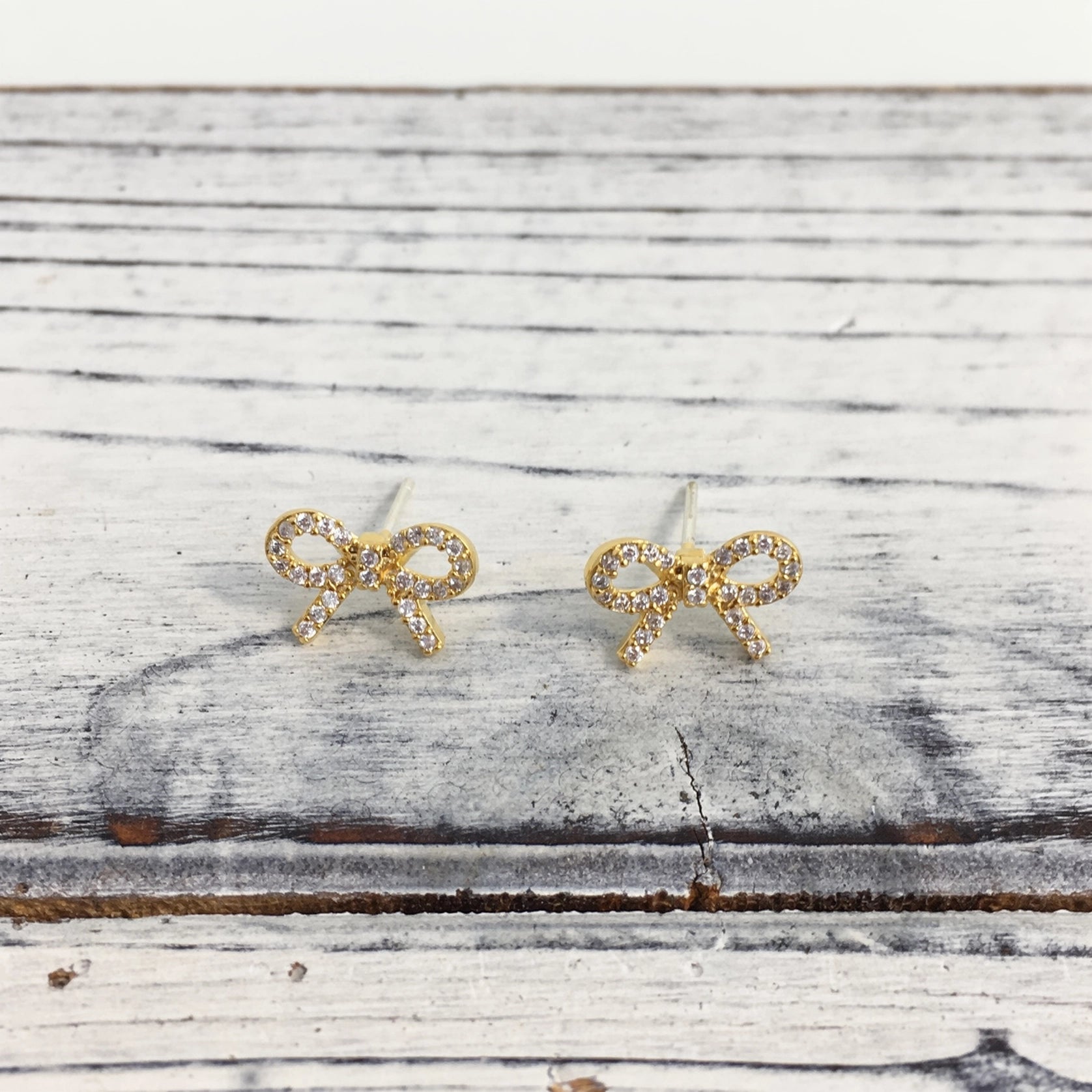 Dainty Rhinestone Bow Post Earrings