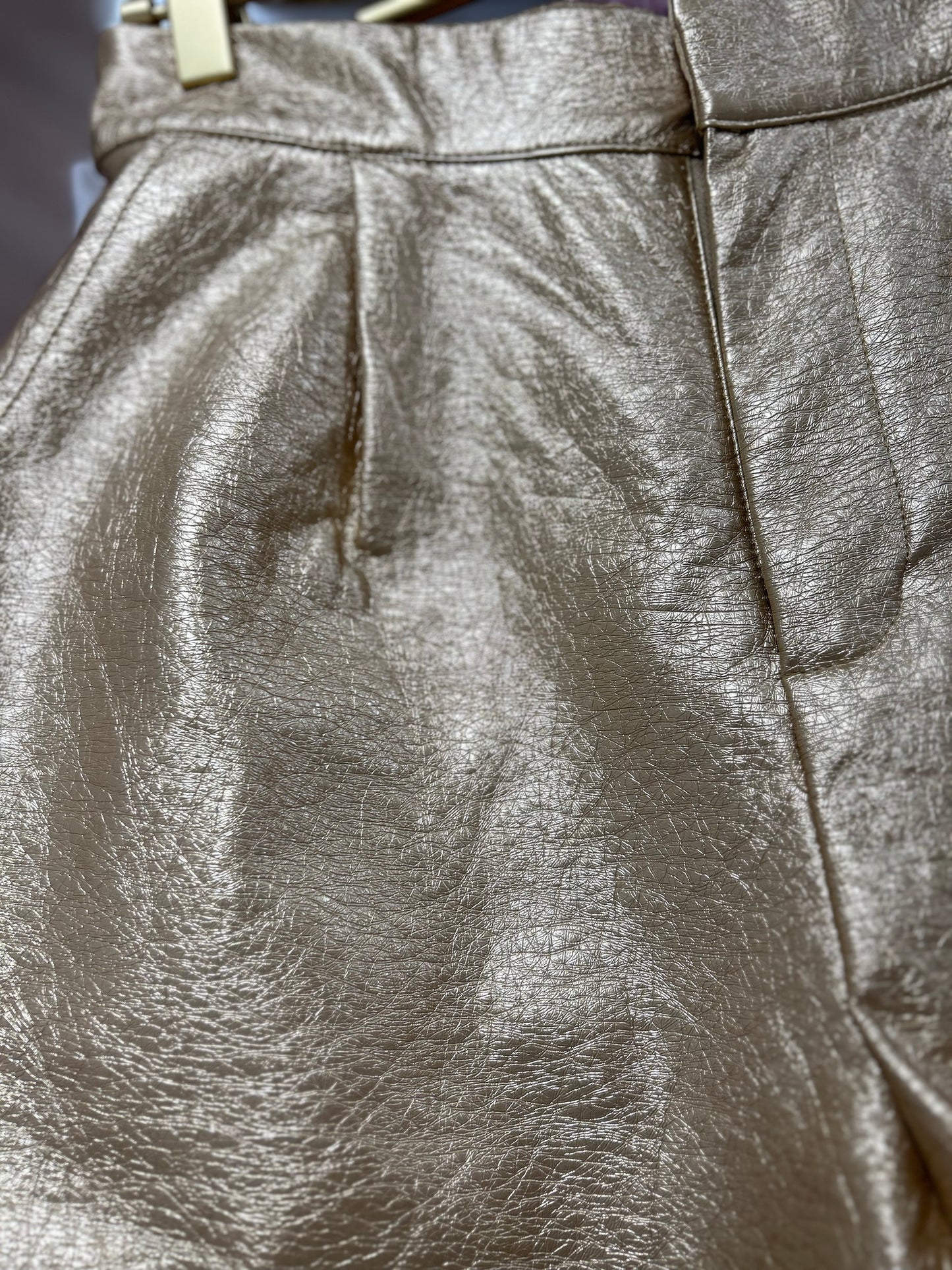 Pleather Shorts - Gold