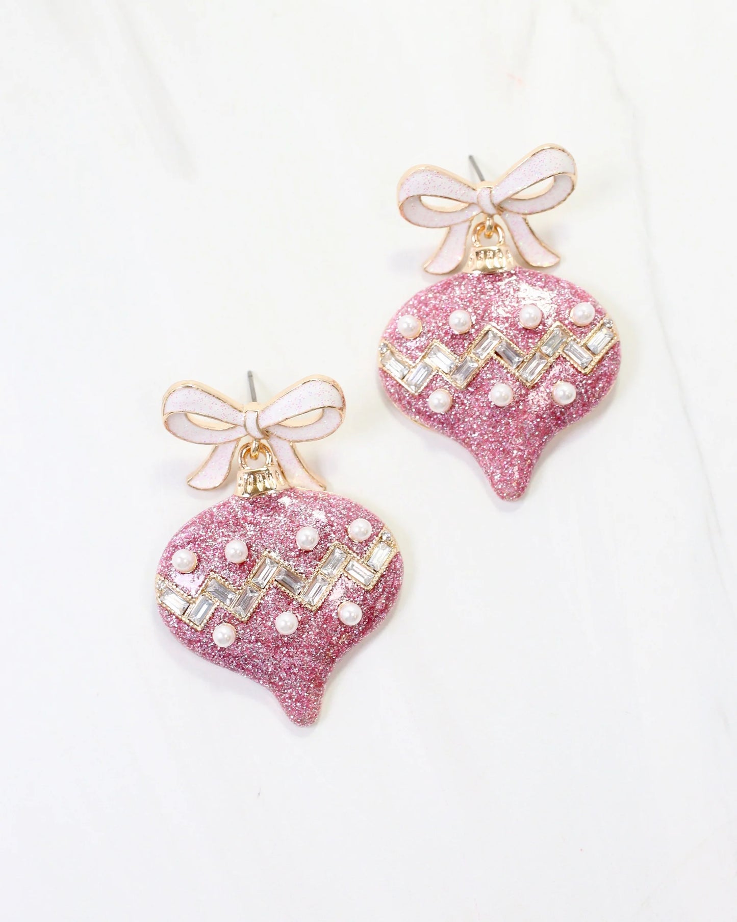 Bridger Bow and Ornament Earring Pink