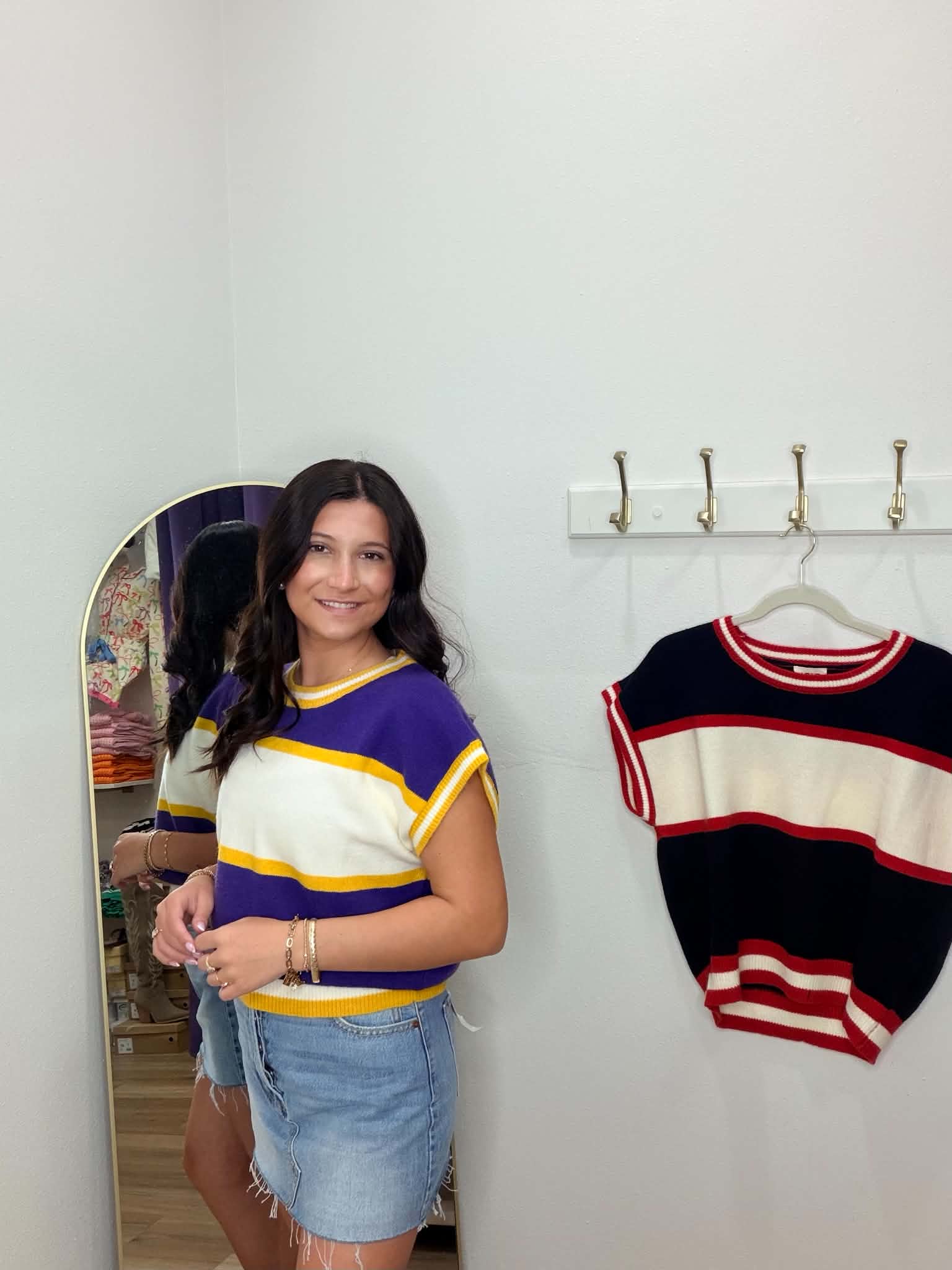 GAMEDAY THEME COLORBLOCK REALXED FIT KNIT SWEATER TOP