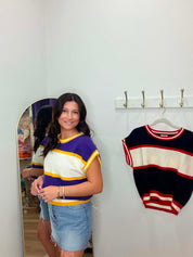GAMEDAY THEME COLORBLOCK REALXED FIT KNIT SWEATER TOP