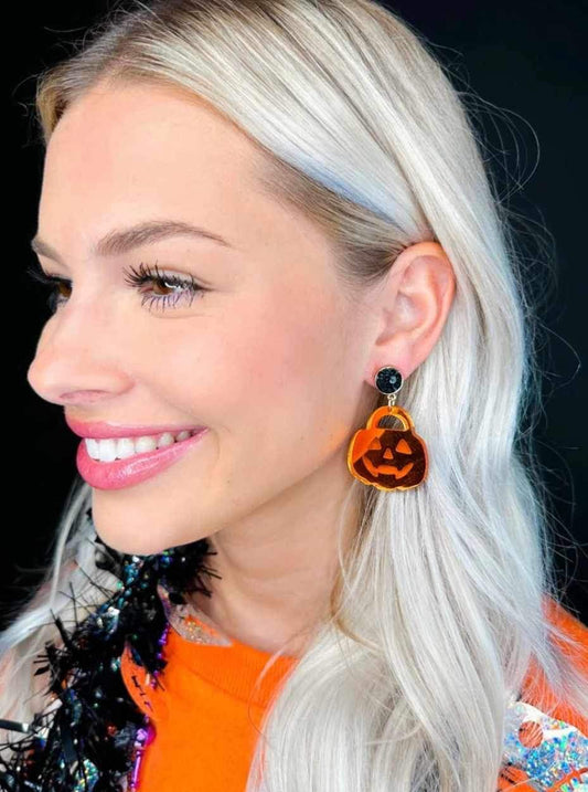 Taylor Shaye Pumpkin Face Earrings