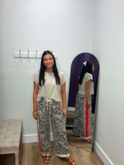 Leopard Sport Striped Wide Legged Pants