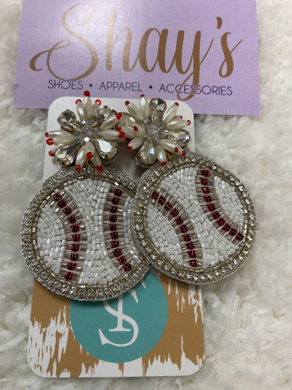 Taylor Shaye Rhinestone Baseball Earrings