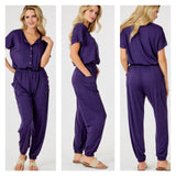 Short Sleeve Elastic Waistband Jumper