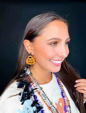 Taylor Shaye Pumpkin Face Earrings