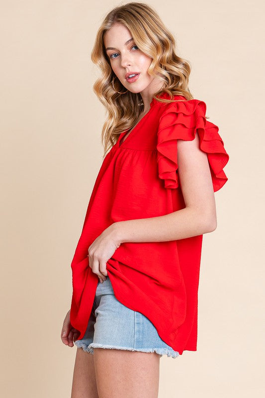 Airflow Ruffle Sleeve Top