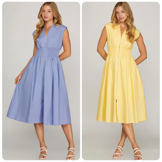 Smocked Waist Midi Dress