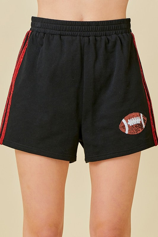 Game Day Sequin Foot Ball Shorts