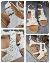 Aisha Wedge - Beige Woven