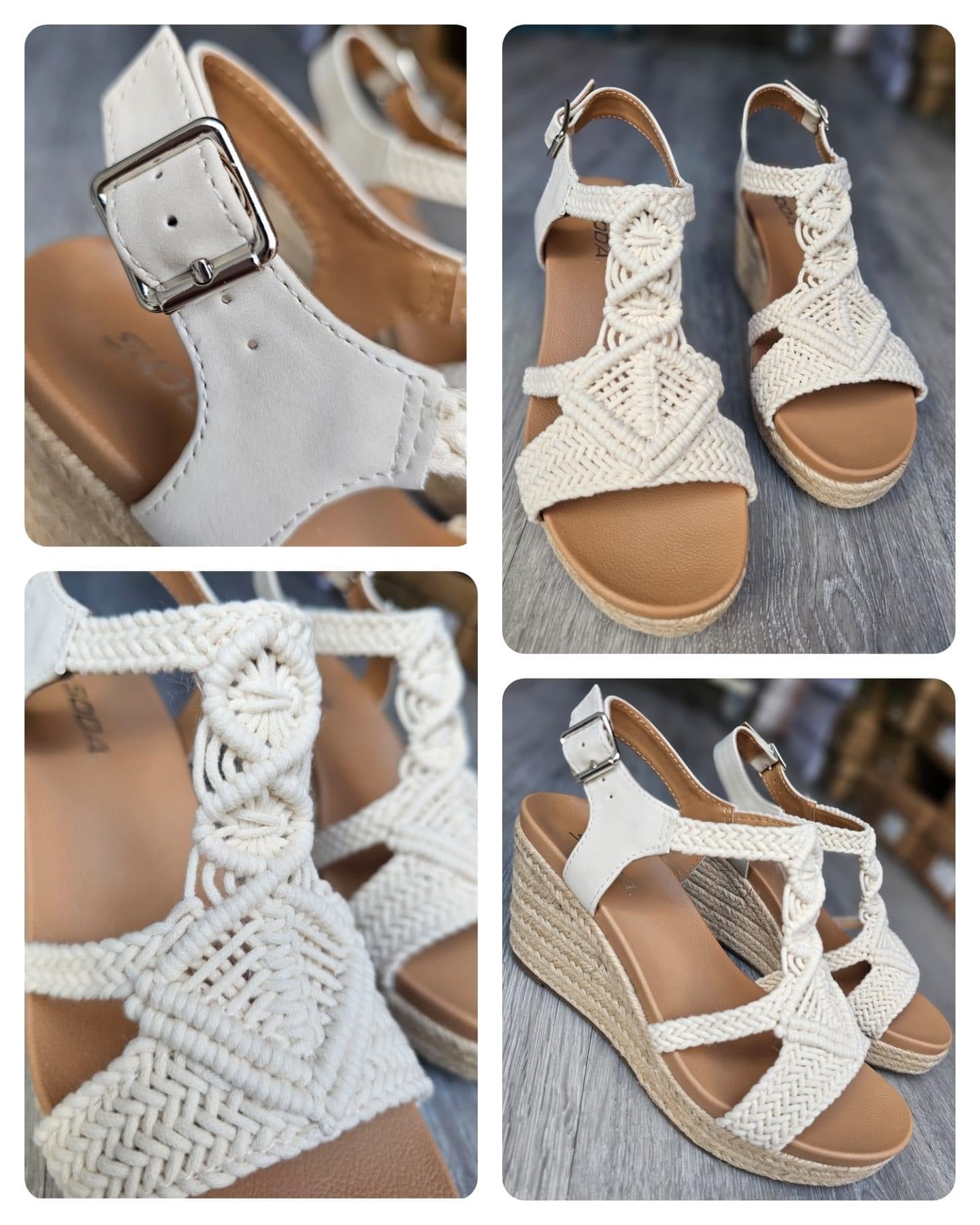 Aisha Wedge - Beige Woven