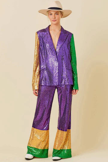 Mardi Gras Sequin Wide Leg Pants