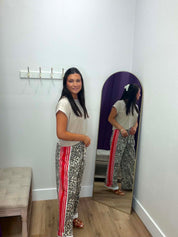 Leopard Sport Striped Wide Legged Pants
