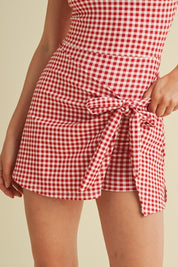 KIMBERLY- Tie Waist Romper Skort With Built in Shorts