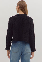 Quilted in Luxury- Long Sleeve Cable Knit Top