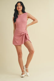 KIMBERLY- Tie Waist Romper Skort With Built in Shorts