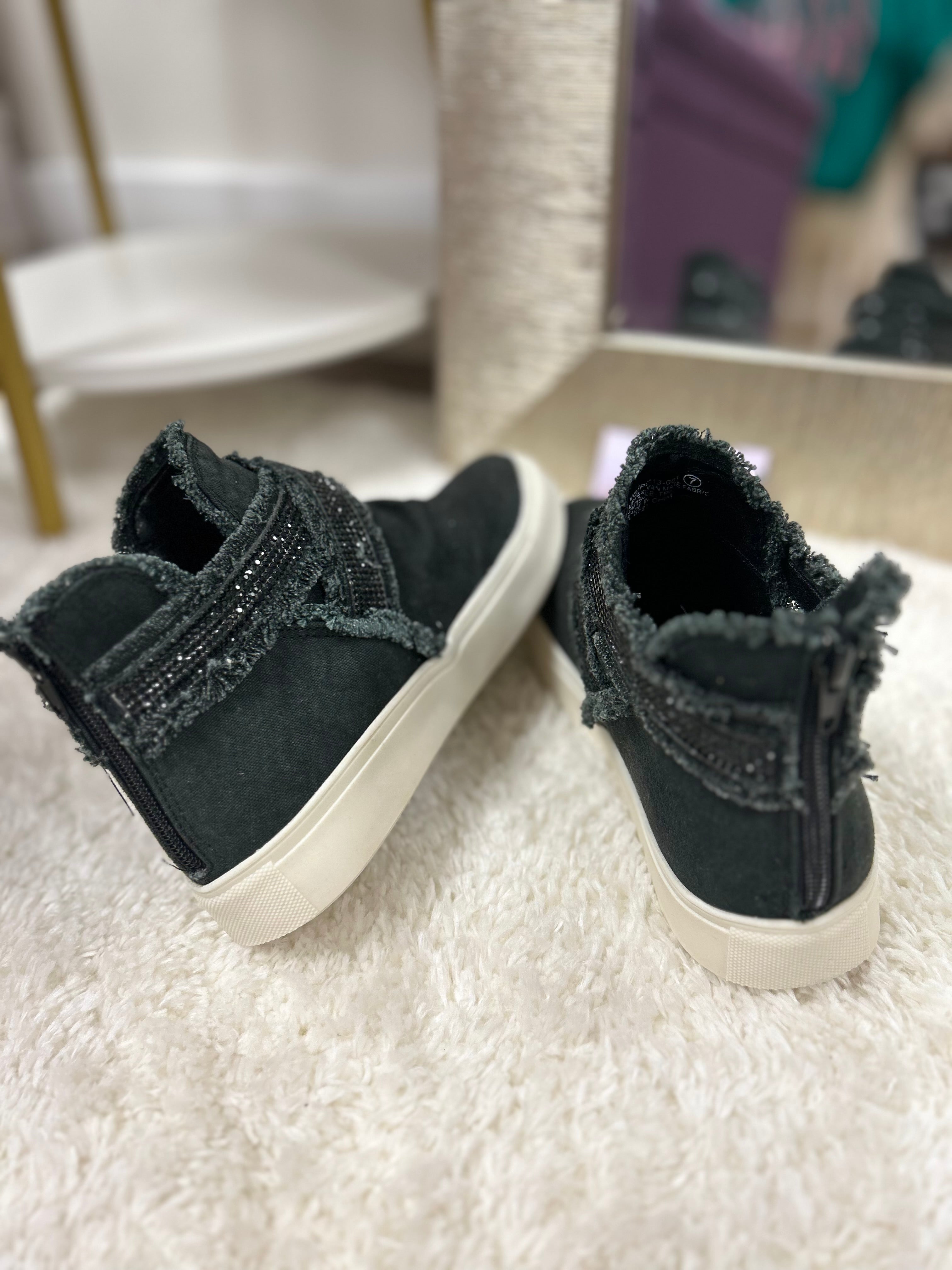 Very G Flora- Black Distressed Rhinestone High Top-FINAL SALE